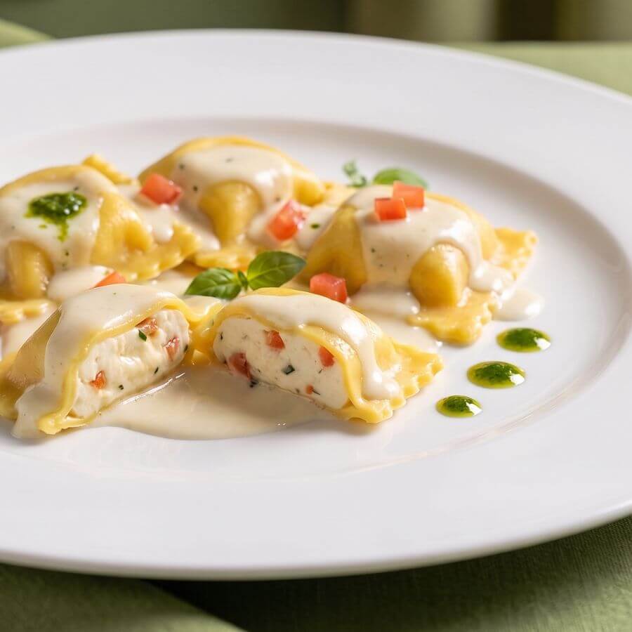 C37 Tortelli Mozzarella Tomato Basil Gastronomia